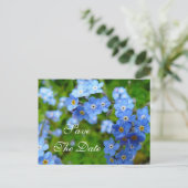 Vergeet me niet bloemetjes op te slaan de datum br aankondigingskaart (Staand voorkant)