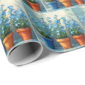 Vergeet-me-niet-bloempotten Cadeaupapier (Rol Hoek)