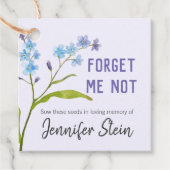 Vergeet me niet bloemzaad begrafenis gedenkteken bedankjes labels (Voorkant)