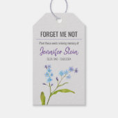 Vergeet me niet bloemzaadpakket begrafenismonument cadeaulabel (Voorkant)
