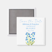 Vergeet me niet Blue Floral Spring Rustieke bruilo Magneet (Voorkant / Achterkant)