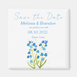 Vergeet me niet Blue Floral Spring Rustieke bruilo Magneet