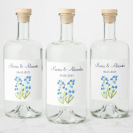 Vergeet me niet Blue Floral Spring Wedding Likeurfles Etiket