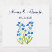 Vergeet me niet Blue Floral Spring Wedding Likeurfles Etiket (Enkel label)