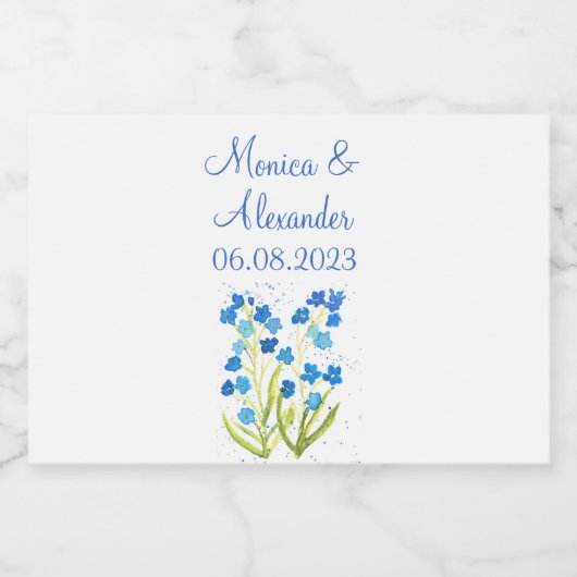 Vergeet me niet Blue Floral Spring Wedding Likeurfles Etiket (Enkel label)