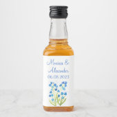 Vergeet me niet Blue Floral Spring Wedding Likeurfles Etiket (Voorkant)