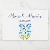 Vergeet me niet Blue Floral Spring Wedding Sparkling Wijnetiket (Enkel label)