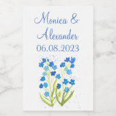 Vergeet me niet Blue Floral Spring Wedding Wijn Etiket (Enkel label)