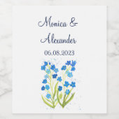 Vergeet me niet Blue Floral Spring Wedding Wijn Etiket (Enkel label)