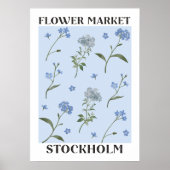 Vergeet me niet Blue Floral Waterverf Bloemenmarkt Poster (Voorkant)