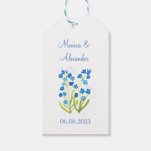 Vergeet me niet Blue Floral Wedding Party Cadeaulabel (Voorkant)