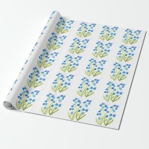 Vergeet me niet Blue Flowers Baby shower Meisje Cadeaupapier