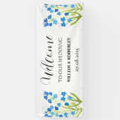 Vergeet me niet Blue Flowers Rustieke Elegante bru Spandoek (Verticaal)