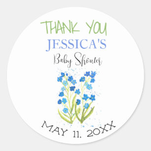 Vergeet me niet Blue Flowers Texas Baby shower Gir Ronde Sticker