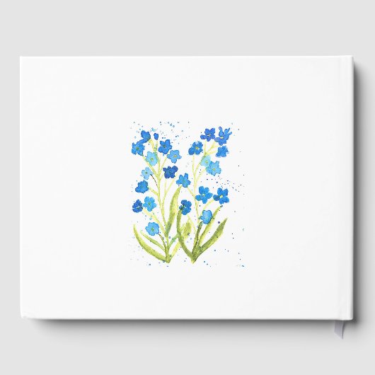 Vergeet me niet Blue Waterverf Floral Wedding Gastenboek (Achterkant)