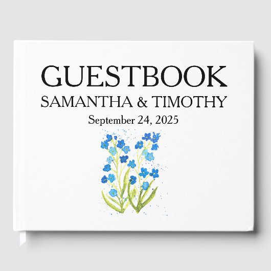 Vergeet me niet Blue Waterverf Floral Wedding Gastenboek (Voorkant)