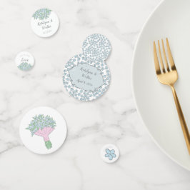 Vergeet-me-niet boeket bruiloft confetti