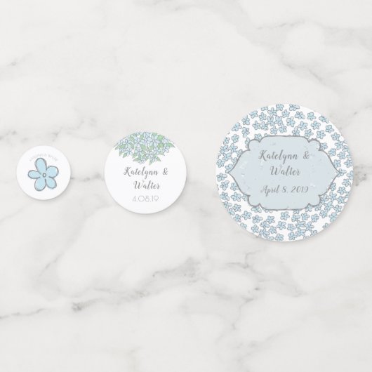 Vergeet-me-niet boeket bruiloft confetti (Voorkanten)