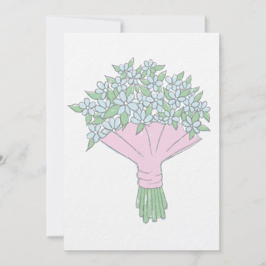 Vergeet-me-niet boeket lente bruiloft kaart (Achterkant)