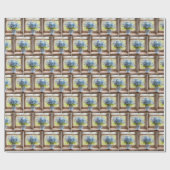 Vergeet-me-niet bos in koffiekopje cadeaupapier (Vlak)