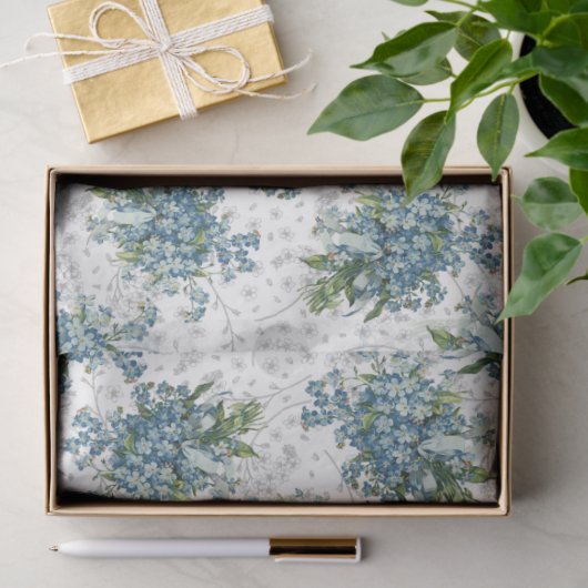 Vergeet me niet bouquet tissue papier (Geschenk)