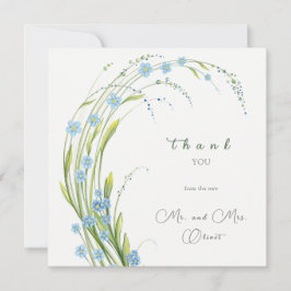 Vergeet-me-niet bruiloft bedankje kaart