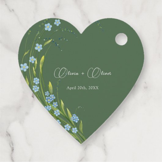 Vergeet-me-niet bruiloft bedankjes labels (Achterkant)