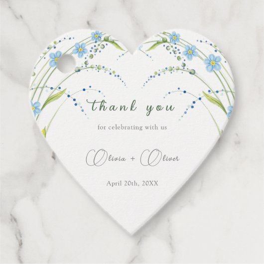 Vergeet-me-niet bruiloft bedankjes labels (Voorkant)