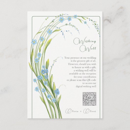 Vergeet-me-niet bruiloft die goed wenst QR-code Informatiekaartje (Voorkant)