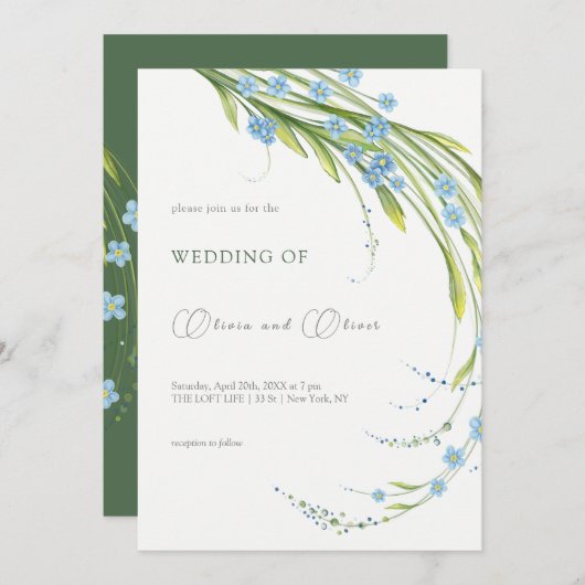 Vergeet-me-niet bruiloft kaart (Voorkant / Achterkant)