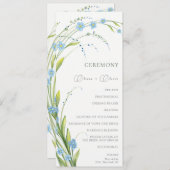 Vergeet-me-niet bruiloft programmakaart (Voorkant / Achterkant)