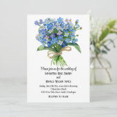 Vergeet-me-niet bruiloft uitnodiging op wit (Staand voorkant)