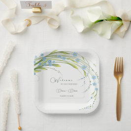 Vergeet-me-niet bruiloft welkom papieren bordje