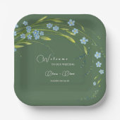 Vergeet-me-niet bruiloft welkom papieren bordje (Voorkant)