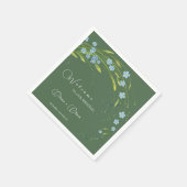 Vergeet-me-niet bruiloft welkom servet (Hoek)