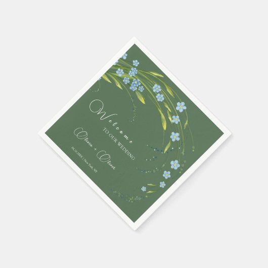 Vergeet-me-niet bruiloft welkom servet (Hoek)