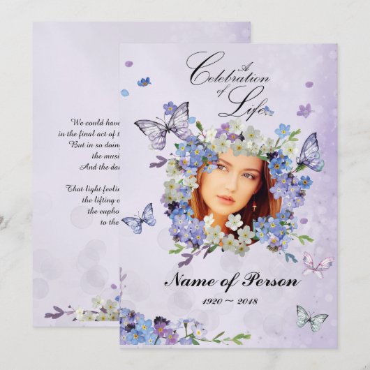 Vergeet me niet Butterflies Celebratie van het lev Kaart (Voorkant / Achterkant)