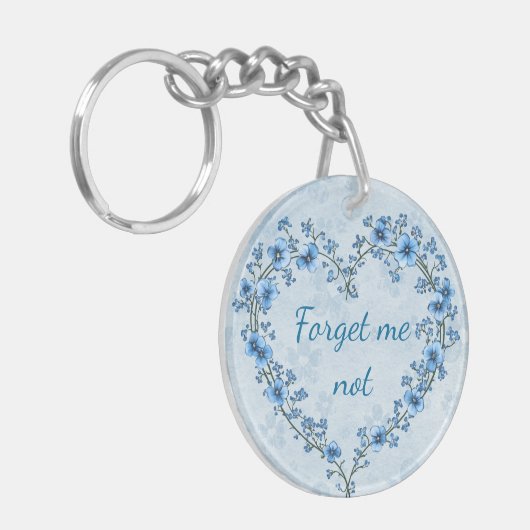 Vergeet me niet Custom Keepsake Remembrance Sleutelhanger (Voorkant Links)