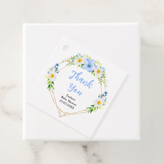 Vergeet-me-niet Daisies Bloemen Baby shower Dank u Bedankjes Labels (In situ)