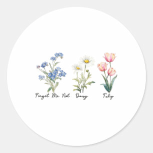 Vergeet me niet Daisy Tulip T-shirt Ronde Sticker