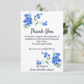 Vergeet me niet dank je begrafenismedeleven bedankkaart (Staand voorkant)