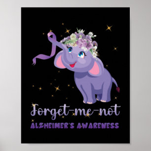 Vergeet me niet dat Alzheimer Awareness Elephant F Poster
