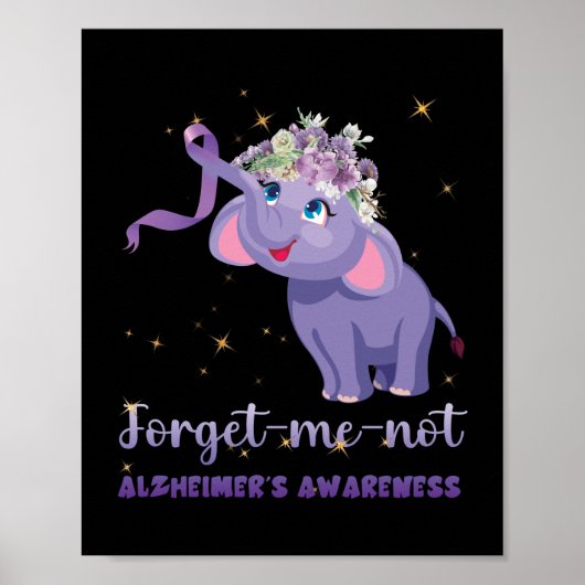 Vergeet me niet dat Alzheimer Awareness Elephant F Poster (Voorkant)