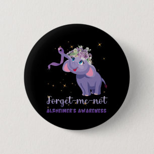 Vergeet me niet dat Alzheimer Awareness Elephant F Ronde Button 5,7 Cm