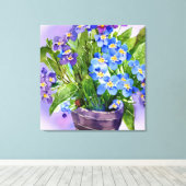 Vergeet me niet dat Blauwe Floral Waterverf Canvas Afdruk (Insitu (Houten vloer))