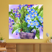 Vergeet me niet dat Blauwe Floral Waterverf Canvas Afdruk (Insitu (Woonkamer))
