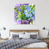 Vergeet me niet dat Blauwe Floral Waterverf Canvas Afdruk (Insitu (Slaapkamer))