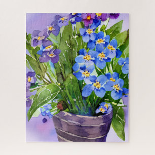 Vergeet me niet dat Blauwe Floral Waterverf Legpuzzel