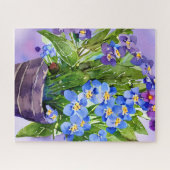 Vergeet me niet dat Blauwe Floral Waterverf Legpuzzel (Horizontaal)