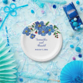 Vergeet me niet dat Blue Floral Waterverf Wedding  Papieren Bordje (Feest)